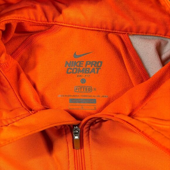 Nike Pro Combat Quarter Zip Womens L Orange Dri Fit Therma Fit Athletic Neon - Picture 3 of 9
